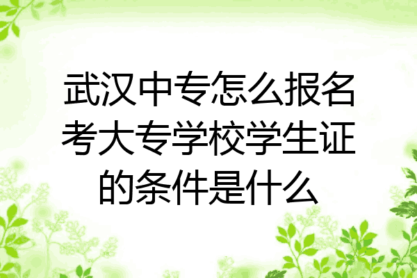 武汉中专怎么报名考大专学校学生证的条件是什么