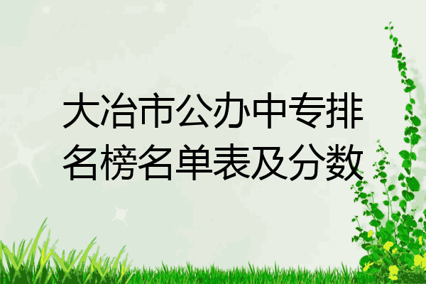 大冶市公办中专排名榜名单表及分数