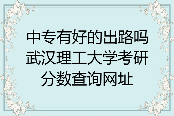 中专有好的出路吗武汉理工大学考研分数查询网址