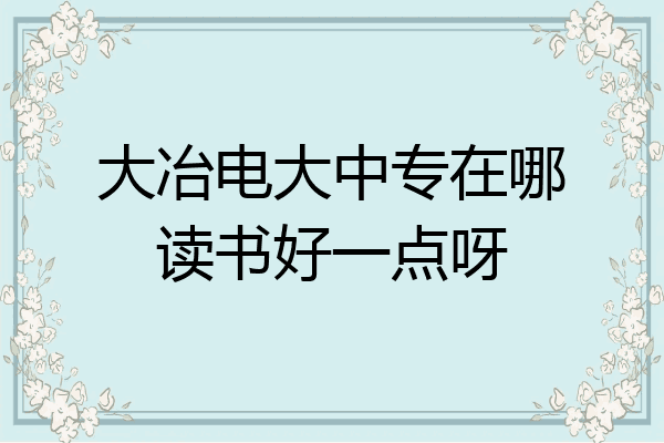 大冶电大中专在哪读书好一点呀