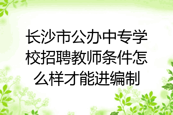 长沙市公办中专学校招聘教师条件怎么样才能进编制