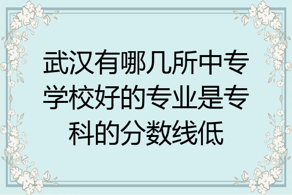 武汉有哪几所中专学校好的专业是专科的分数线低