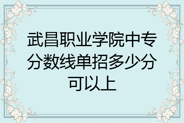 武昌职业学院中专分数线单招多少分可以上