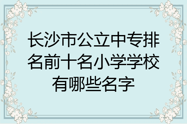 长沙市公立中专排名前十名小学学校有哪些名字