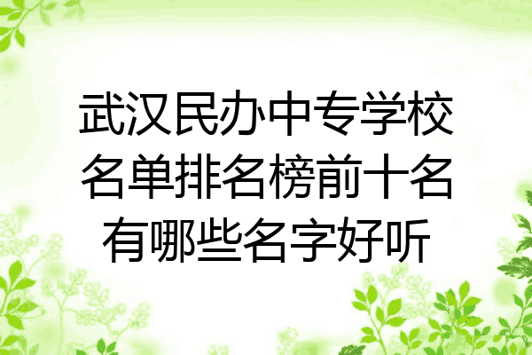武汉民办中专学校名单排名榜前十名有哪些名字好听