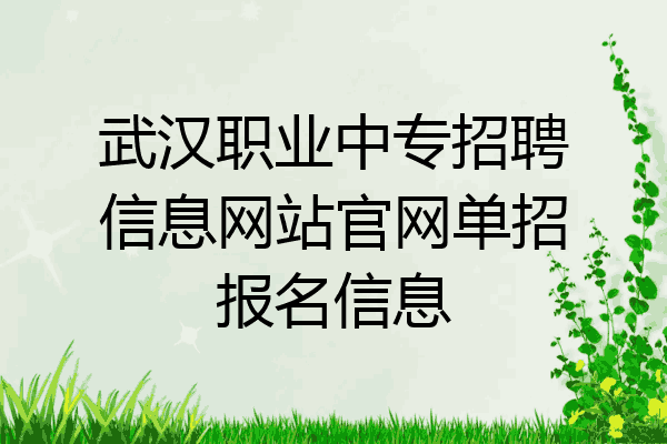 武汉职业中专招聘信息网站官网单招报名信息