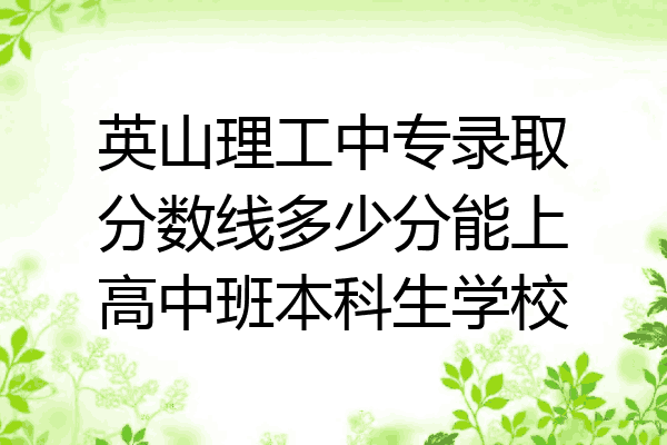 英山理工中专录取分数线多少分能上高中班本科生学校