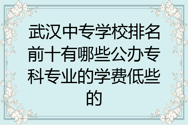 武汉中专学校排名前十有哪些公办专科专业的学费低些的