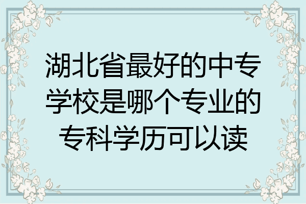 湖北省最好的中专学校是哪个专业的专科学历可以读