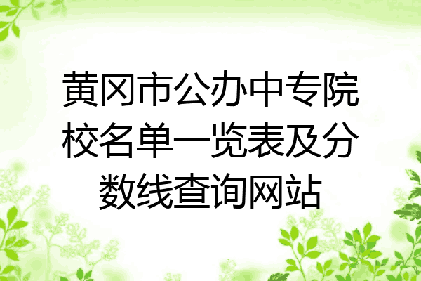 黄冈市公办中专院校名单一览表及分数线查询网站