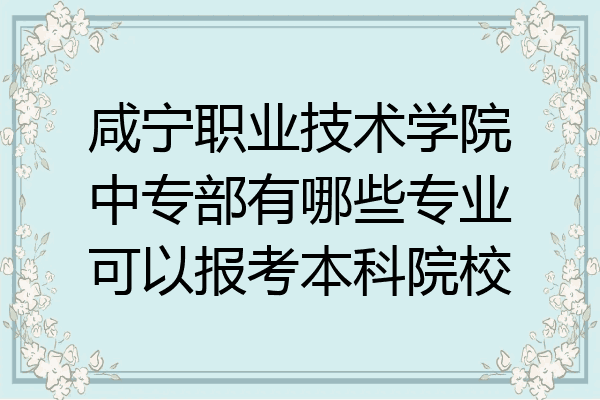 咸宁职业技术学院中专部有哪些专业可以报考本科院校