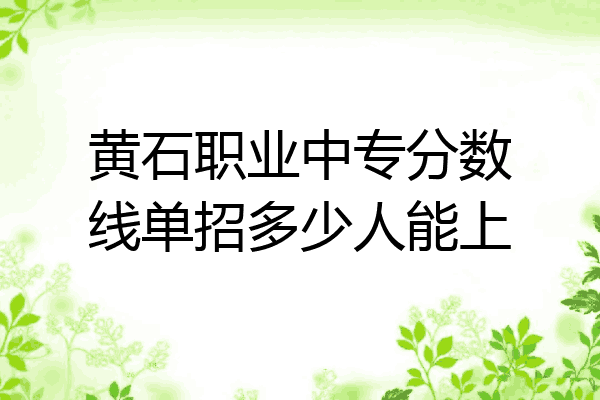 黄石职业中专分数线单招多少人能上