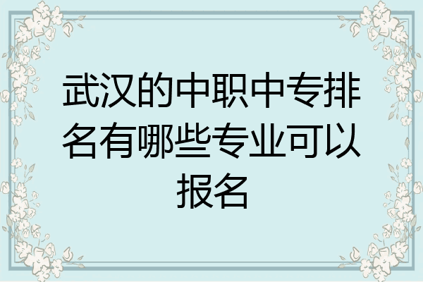 武汉的中职中专排名有哪些专业可以报名