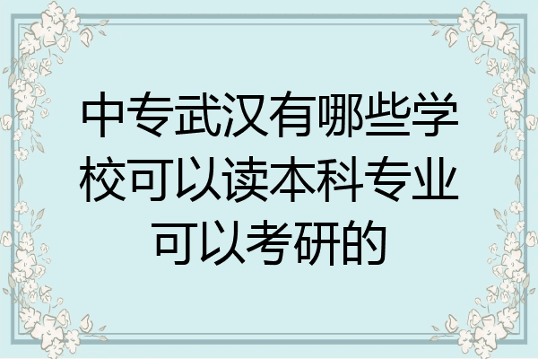 中专武汉有哪些学校可以读本科专业可以考研的