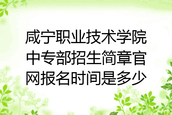 咸宁职业技术学院中专部招生简章官网报名时间是多少