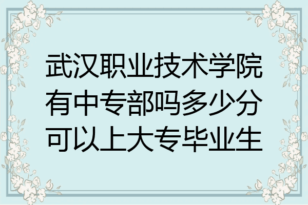 武汉职业技术学院有中专部吗多少分可以上大专毕业生