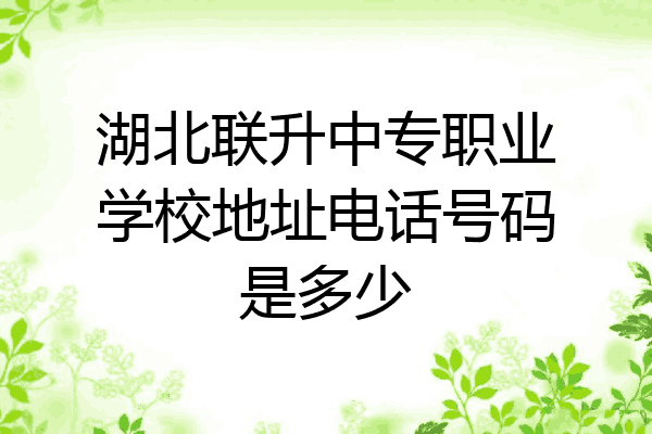 湖北联升中专职业学校地址电话号码是多少
