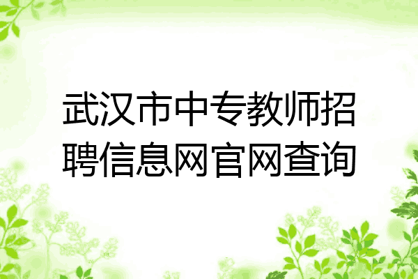 武汉市中专教师招聘信息网官网查询