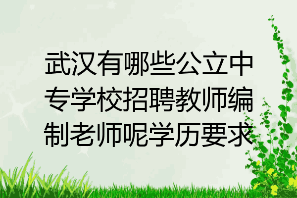 武汉有哪些公立中专学校招聘教师编制老师呢学历要求