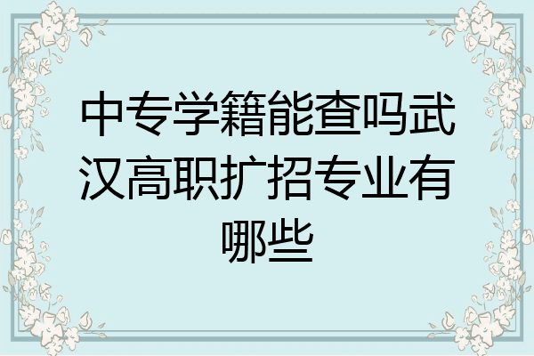 中专学籍能查吗武汉高职扩招专业有哪些
