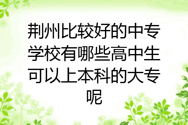 荆州比较好的中专学校有哪些高中生可以上本科的大专呢