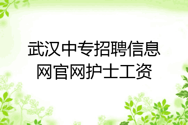 武汉中专招聘信息网官网护士工资