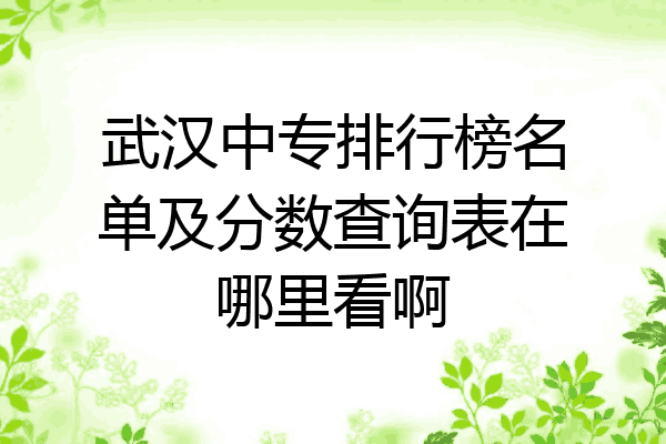 武汉中专排行榜名单及分数查询表在哪里看啊