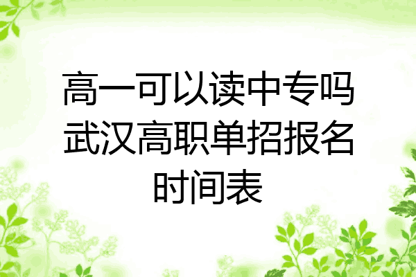 高一可以读中专吗武汉高职单招报名时间表