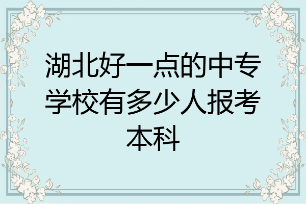 湖北好一点的中专学校有多少人报考本科