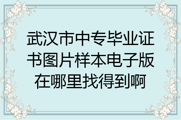 武汉市中专毕业证书图片样本电子版在哪里找得到啊