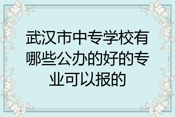 武汉市中专学校有哪些公办的好的专业可以报的