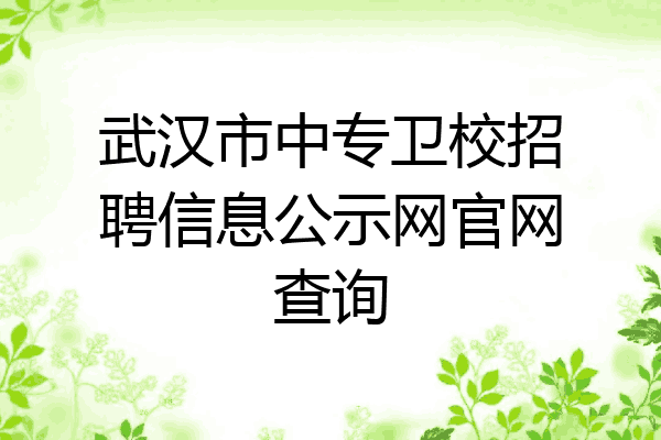 武汉市中专卫校招聘信息公示网官网查询