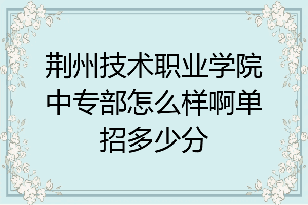 荆州技术职业学院中专部怎么样啊单招多少分