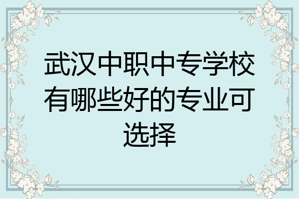 武汉中职中专学校有哪些好的专业可选择