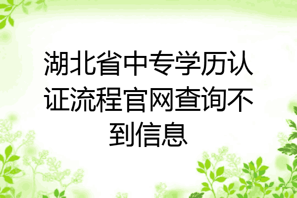 湖北省中专学历认证流程官网查询不到信息