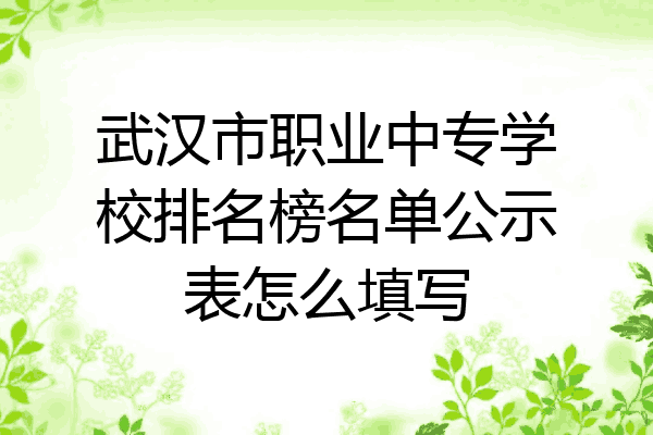 武汉市职业中专学校排名榜名单公示表怎么填写