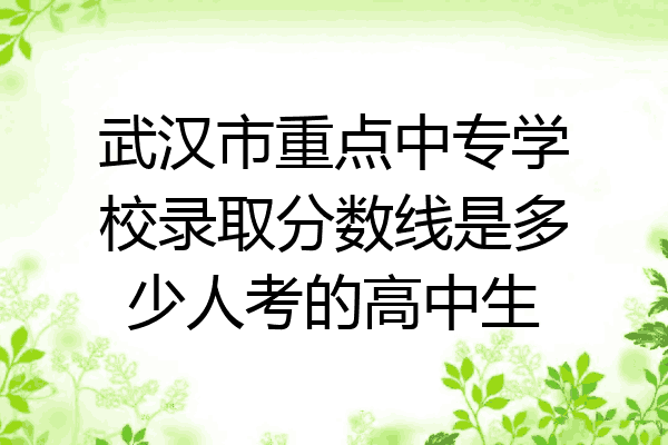 武汉市重点中专学校录取分数线是多少人考的高中生