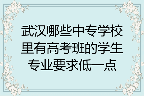 武汉哪些中专学校里有高考班的学生专业要求低一点