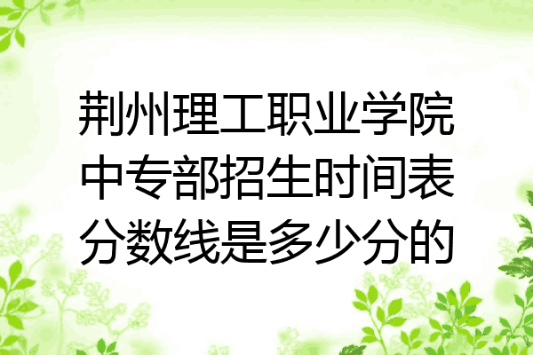荆州理工职业学院中专部招生时间表分数线是多少分的