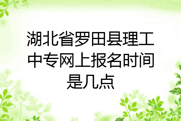 湖北省罗田县理工中专网上报名时间是几点