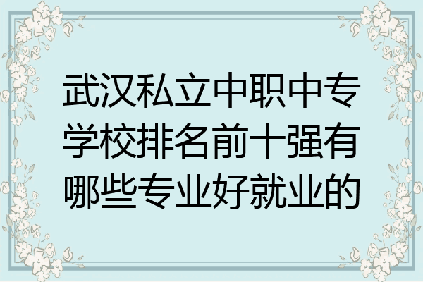 武汉私立中职中专学校排名前十强有哪些专业好就业的
