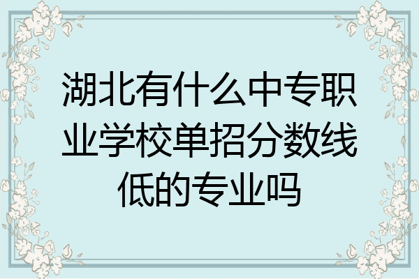 湖北有什么中专职业学校单招分数线低的专业吗