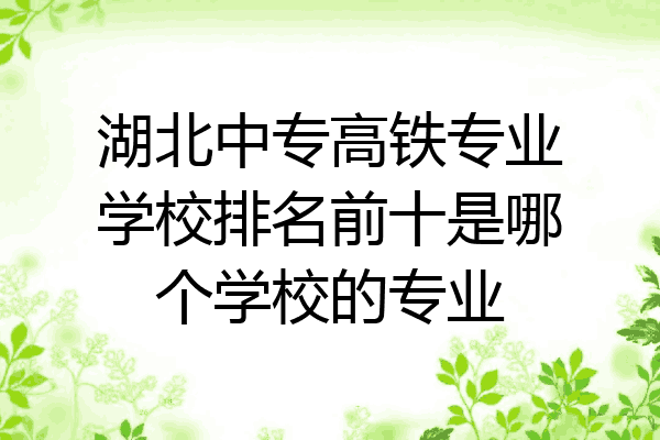 湖北中专高铁专业学校排名前十是哪个学校的专业