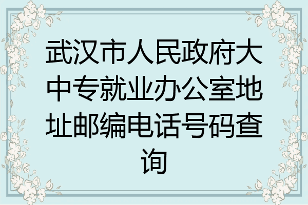 武汉市人民政府大中专就业办公室地址邮编电话号码查询
