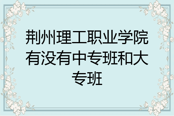 荆州理工职业学院有没有中专班和大专班