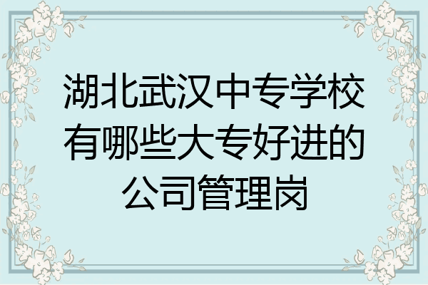 湖北武汉中专学校有哪些大专好进的公司管理岗