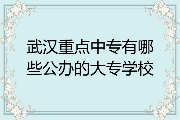 武汉重点中专有哪些公办的大专学校