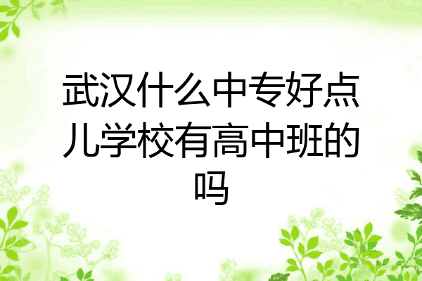 武汉什么中专好点儿学校有高中班的吗