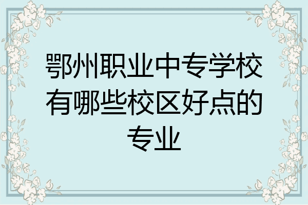 鄂州职业中专学校有哪些校区好点的专业