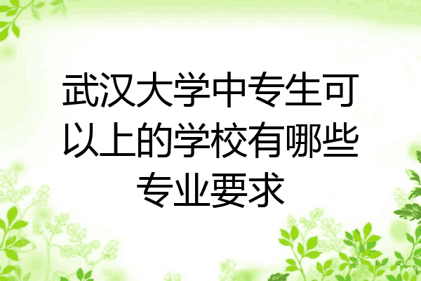 武汉大学中专生可以上的学校有哪些专业要求
